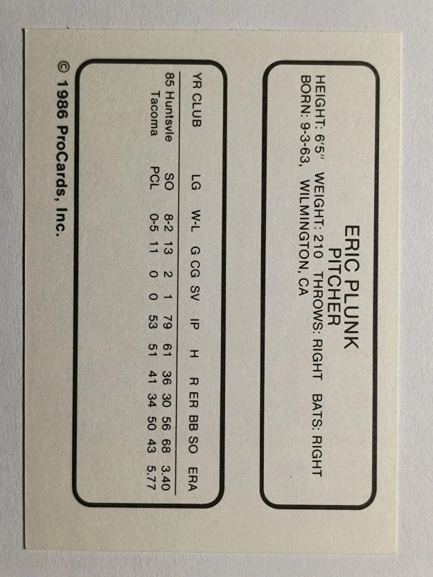 1986 Tacoma Tigers ProCards #16 Eric Plunk