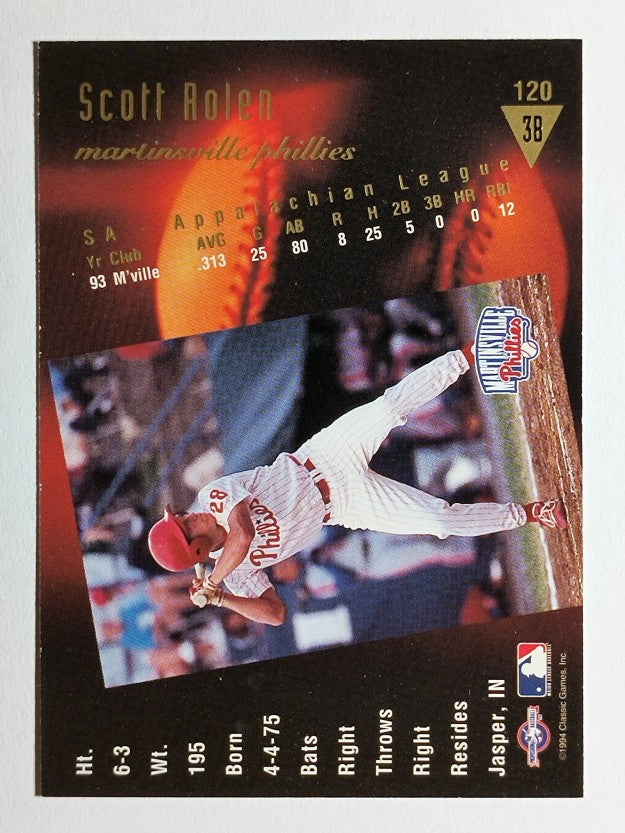 1994 Classic/Best Gold #120 Scott Rolen