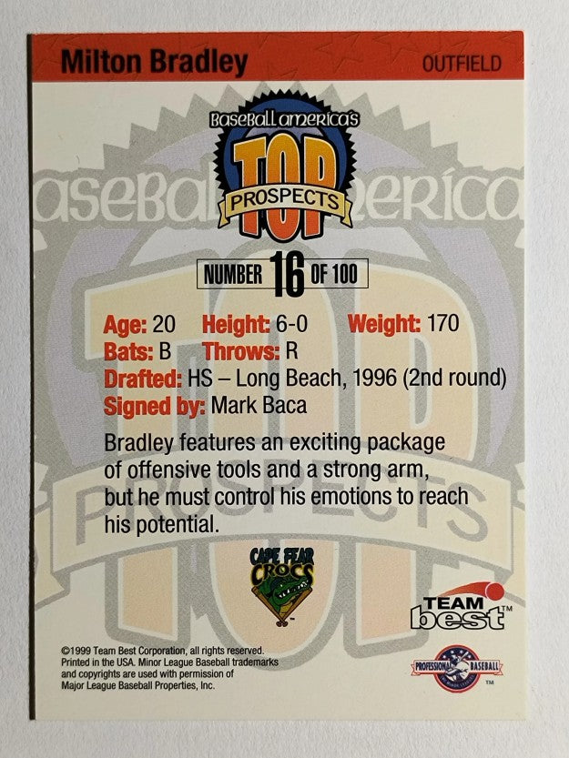 1999 Baseball America Diamond Best #16 Milton Bradley