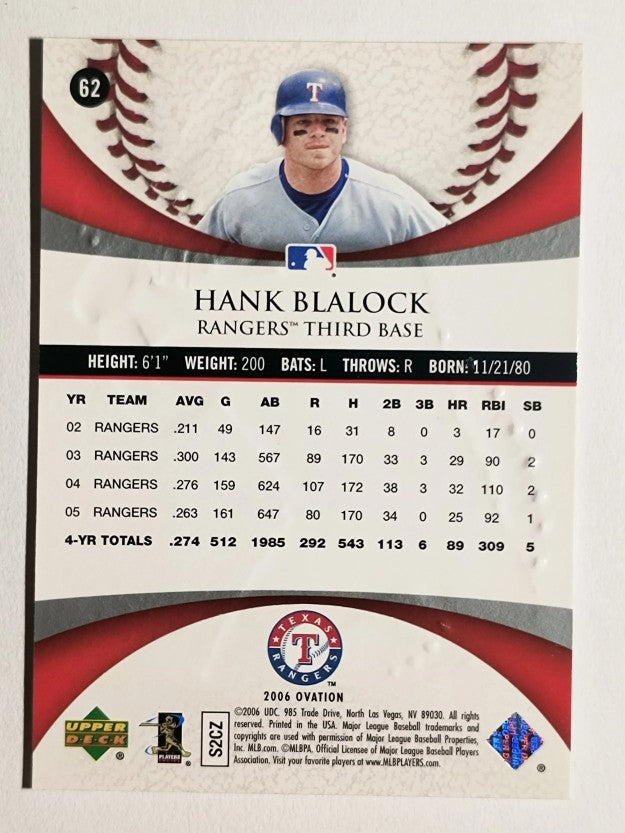 2006 Upper Deck Ovation #62 Hank Blalock