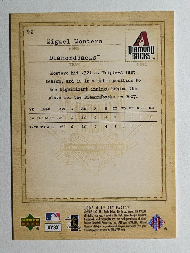 2007 Artifacts #92 Miguel Montero