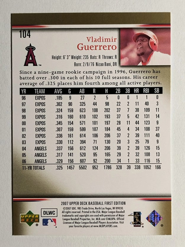 2007 Upper Deck First Edition #104 Vladimir Guerrero