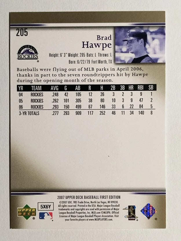 2007 Upper Deck First Edition #205 Brad Hawpe