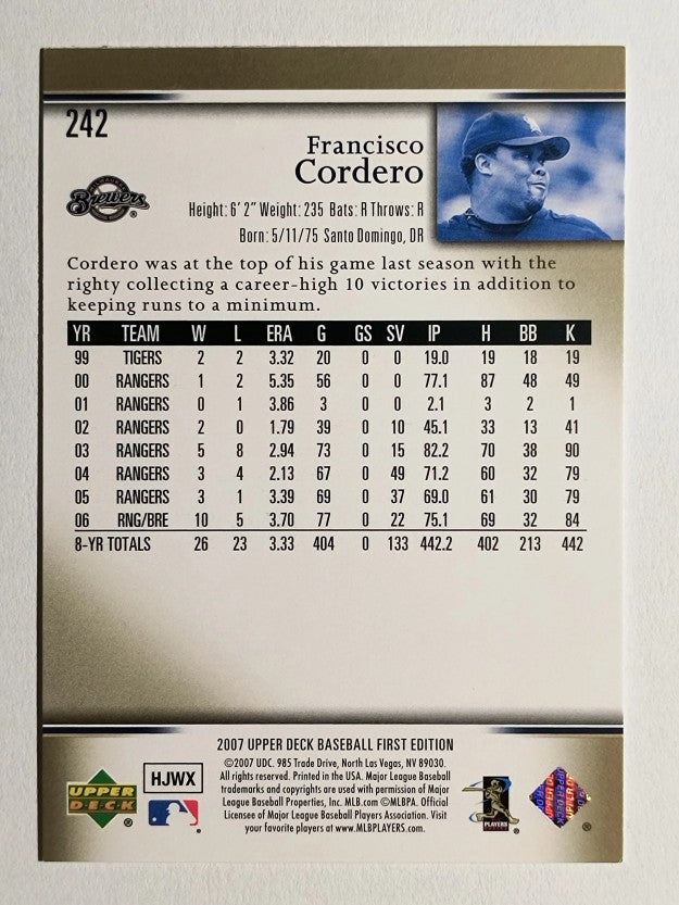 2007 Upper Deck First Edition #242 Francisco Cordero