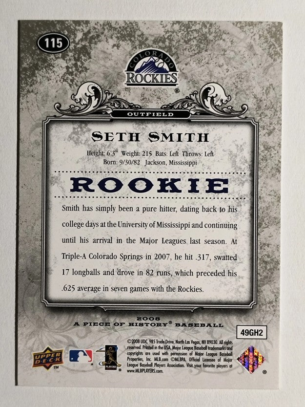 2008 UD A Piece of History #115 Seth Smith