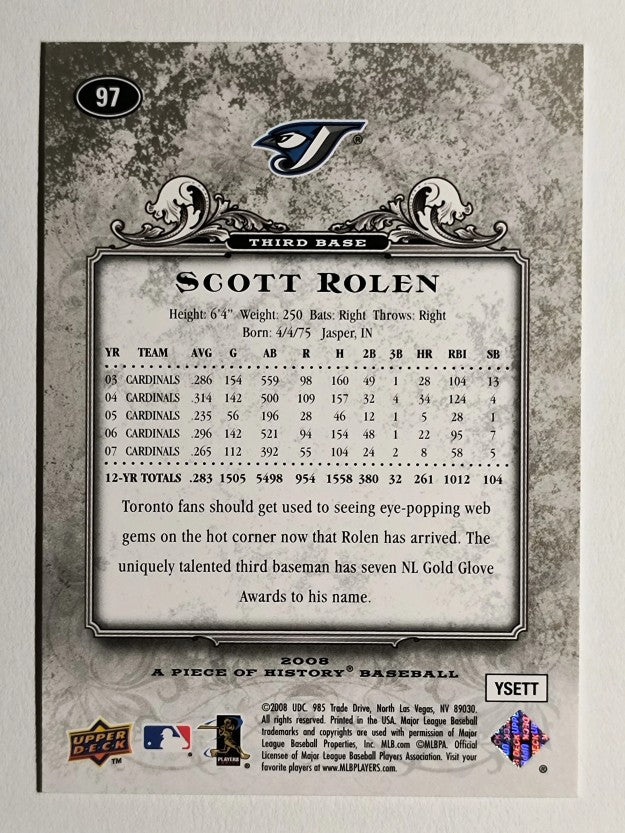 2008 UD A Piece of History #97 Scott Rolen