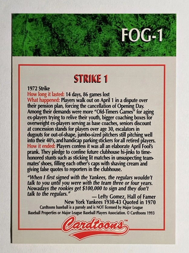 1993-95 Cardtoons #FOG1 Strike 1
