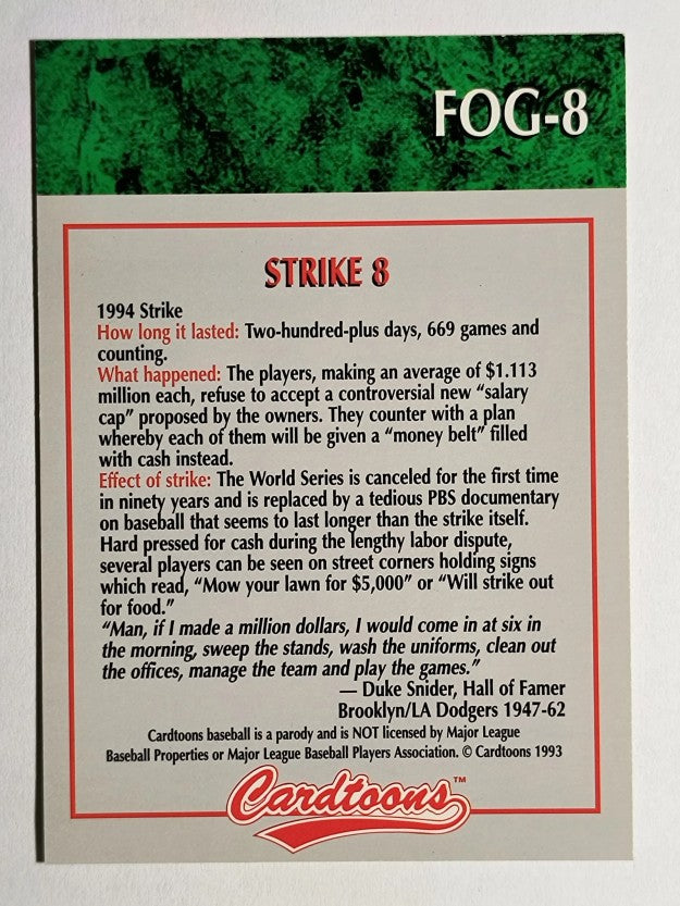 1993-95 Cardtoons #FOG8 Strike 8