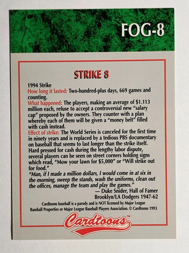 1993-95 Cardtoons #FOG8 Strike 8