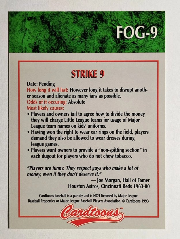 1993-95 Cardtoons #FOG9 Strike 9