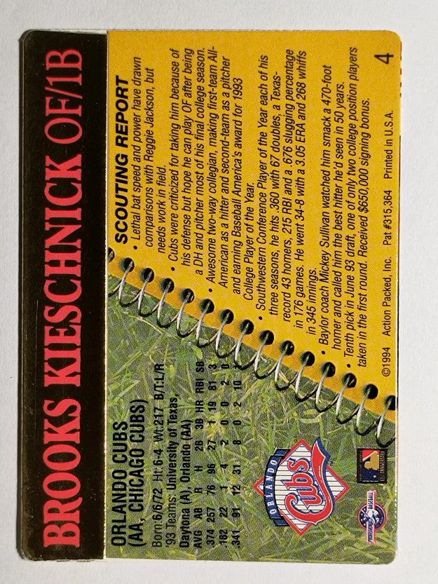 1994 Action Packed #4 Brooks Kieschnick