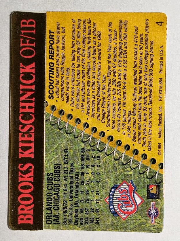 1994 Action Packed #4 Brooks Kieschnick