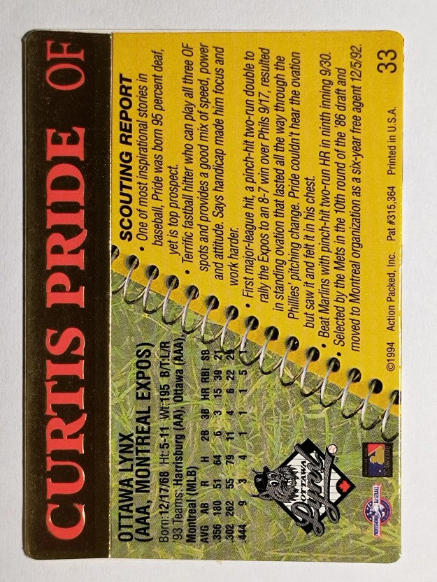 1994 Action Packed #33 Curtis Pride