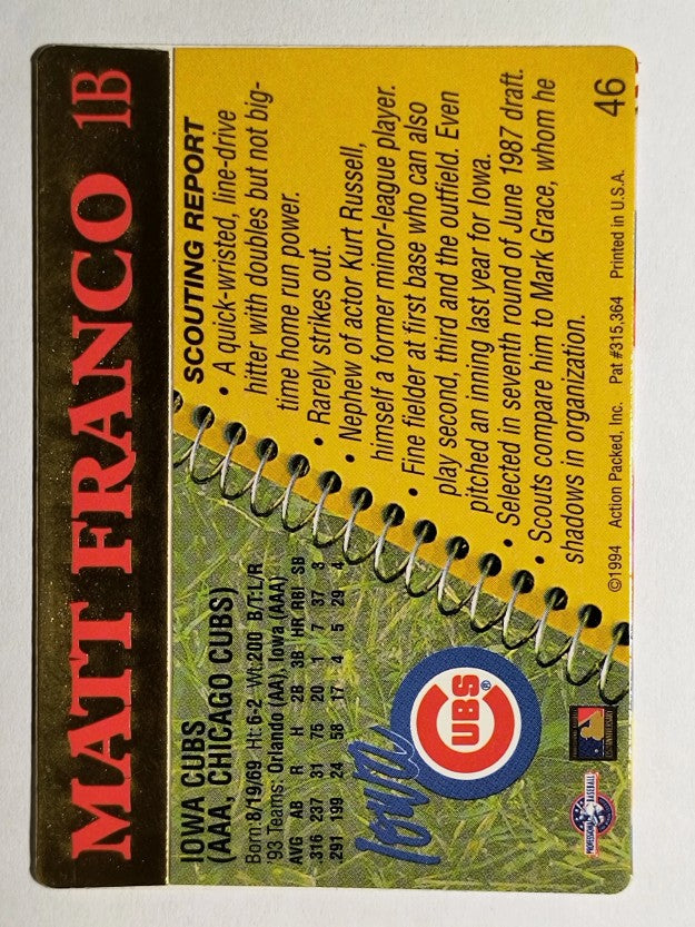 1994 Action Packed #46 Matt Franco