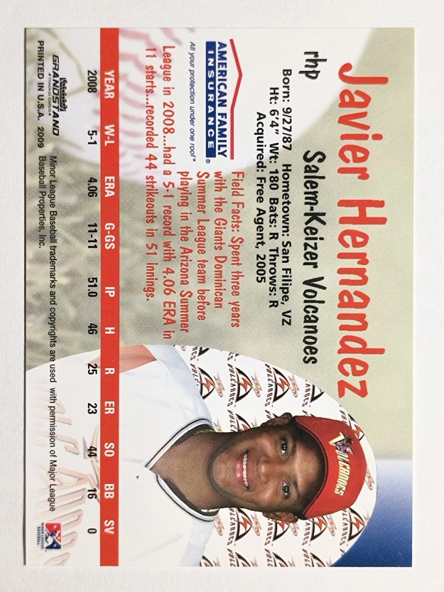 2009 Salem-Keizer Volcanoes Grandstamd #17 Javier Hernandez