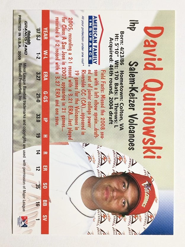 2009 Salem-Keizer Volcanoes Grandstamd #27 David Quinowski