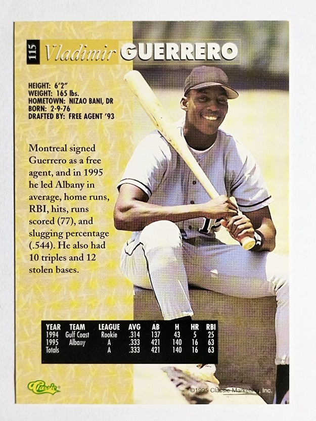 1995 Classic Five Sport #115 Vladimir Guerrero