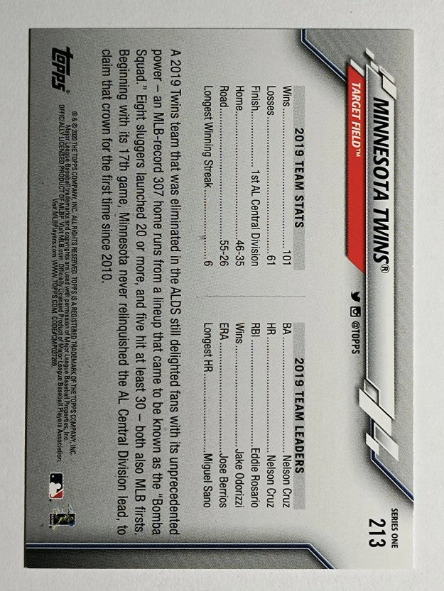 2020 Topps #213 Minnesota Twins TC