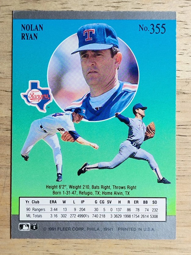 1991 Ultra #355 Nolan Ryan