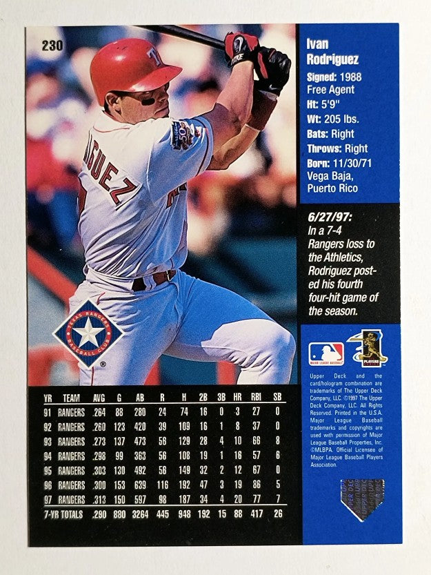 1998 Upper Deck #230 Ivan Rodriguez