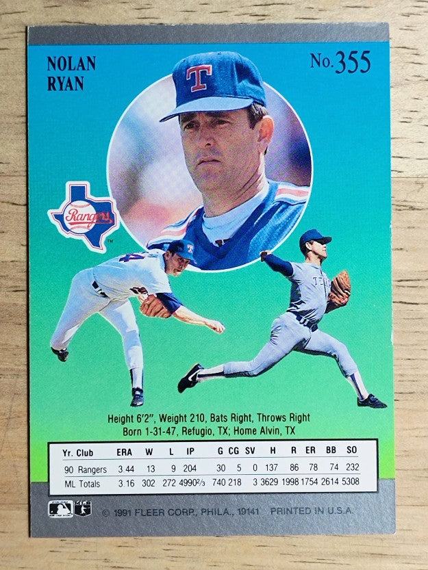 1991 Ultra #355 Nolan Ryan