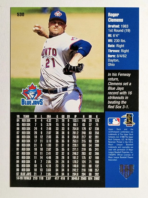 1998 Upper Deck #530 Roger Clemens
