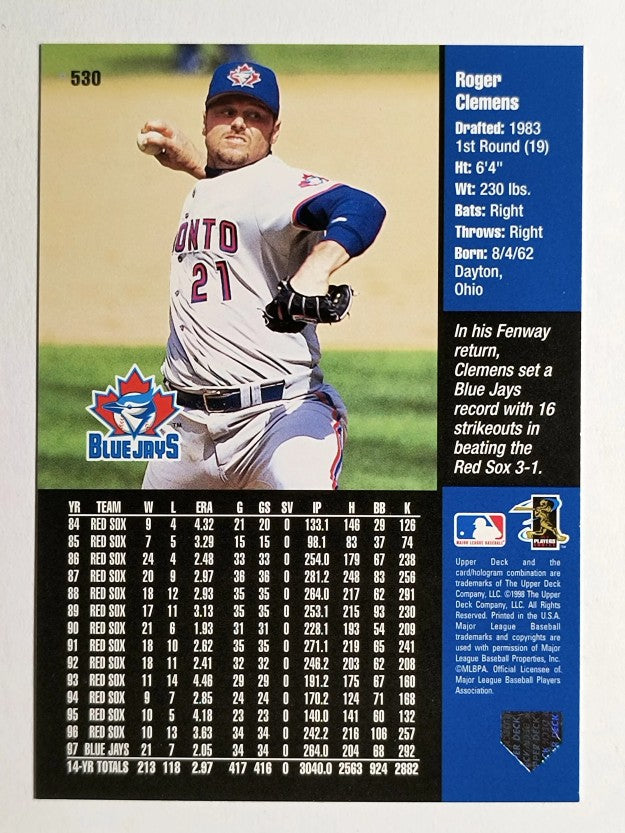 1998 Upper Deck #530 Roger Clemens