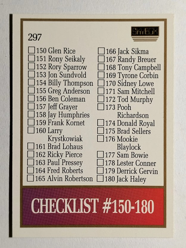 1990-91 SkyBox #297 Checklist 3 SP