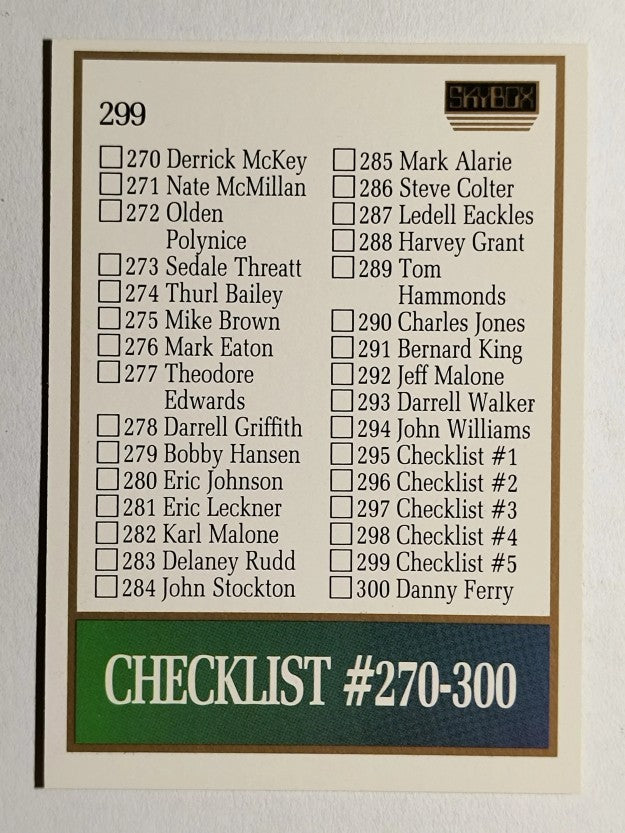 1990-91 SkyBox #299 Checklist 5 SP