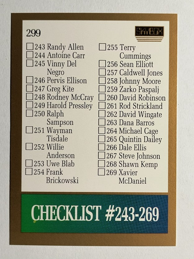 1990-91 SkyBox #299 Checklist 5 SP
