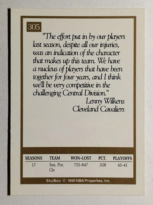 1990-91 SkyBox #305 Lenny Wilkens CO