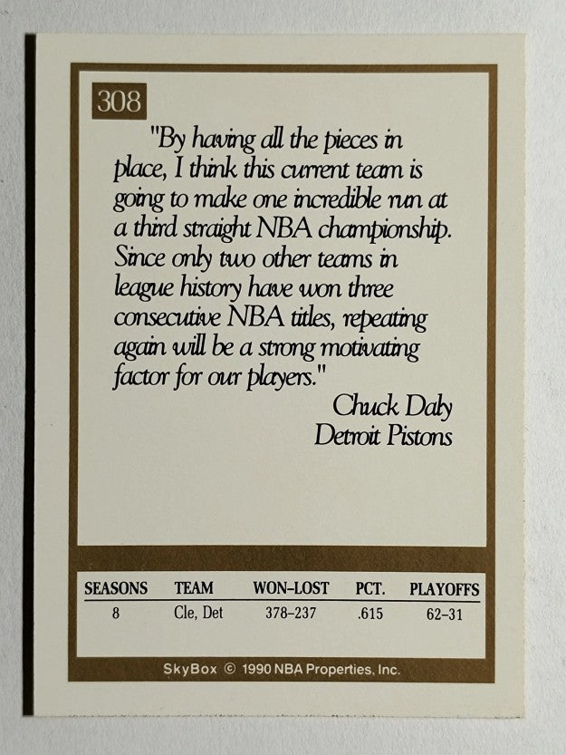 1990-91 SkyBox #308 Chuck Daly CO