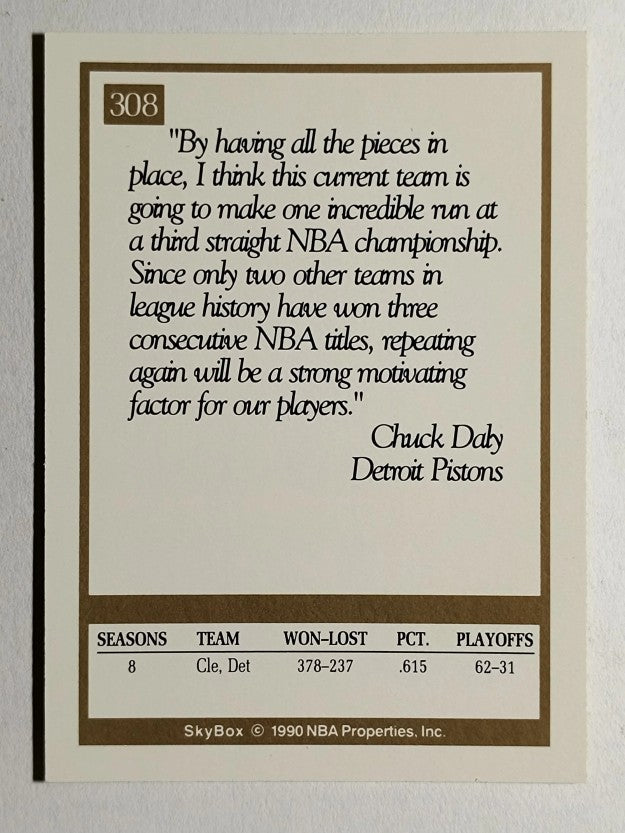 1990-91 SkyBox #308 Chuck Daly CO