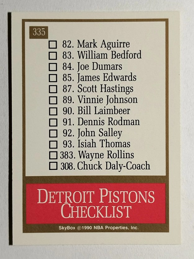 1990-91 SkyBox #335 Detroit Pistons TC
