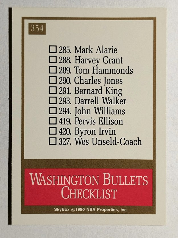 1990-91 SkyBox #354 Washington Bullets TC