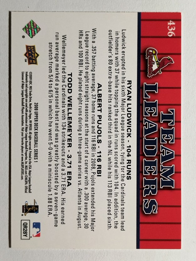 2009 Upper Deck #436 Ryan Ludwick/Albert Pujols/Todd Wellemeyer TL