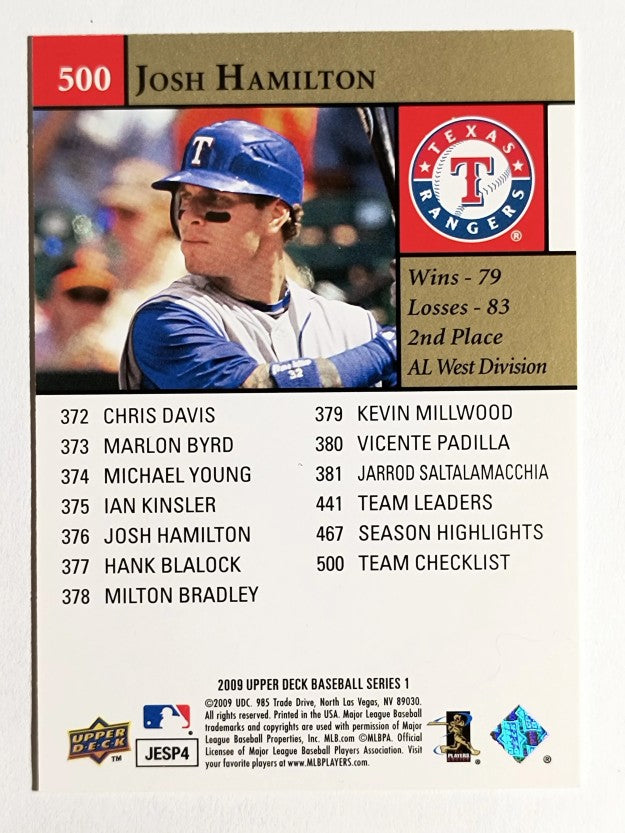 2009 Upper Deck #500 Josh Hamilton CL