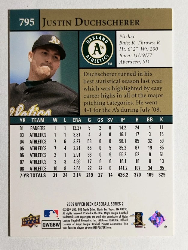 2009 Upper Deck #795 Justin Duchscherer