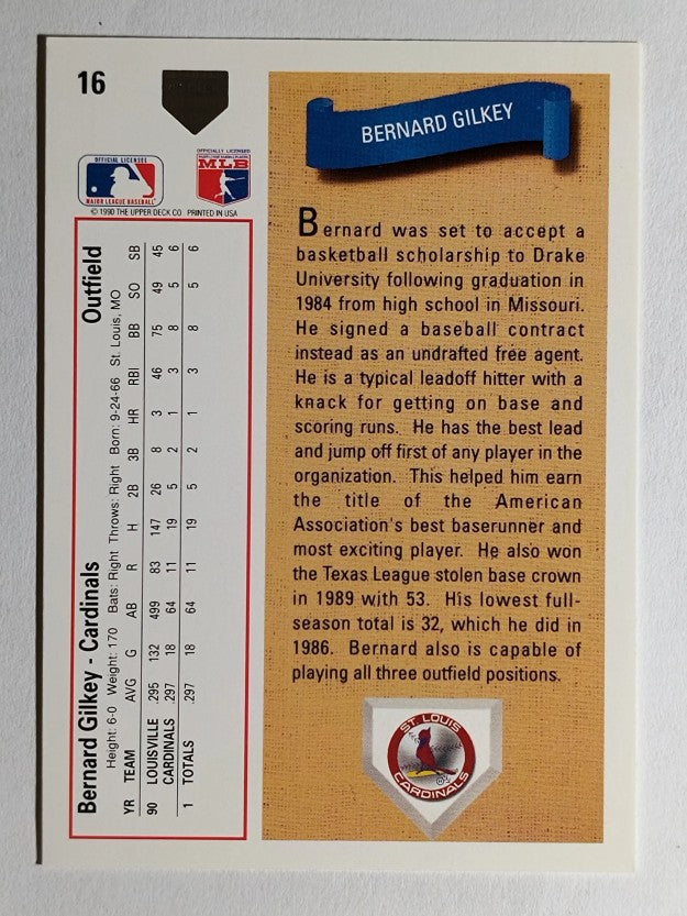 1991 Upper Deck #16 Bernard Gilkey