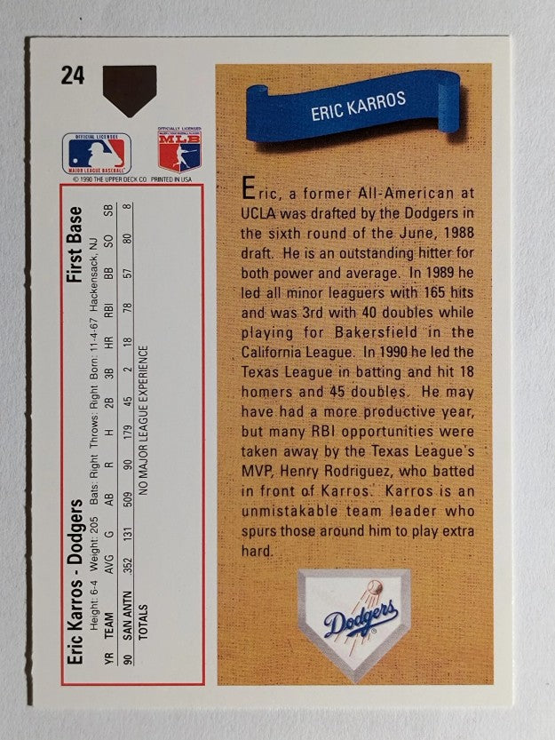 1991 Upper Deck #24 Eric Karros RC