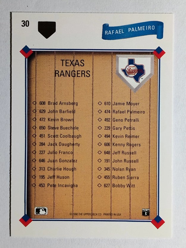 1991 Upper Deck #30 Rafael Palmeiro TC