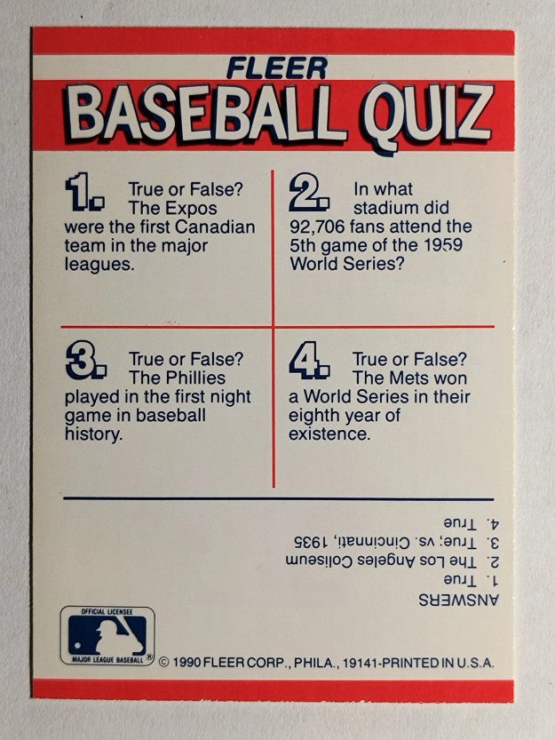1990 Fleer Team Stickers #19 Los Angeles Dodgers/Expos/New York Mets/Phillies