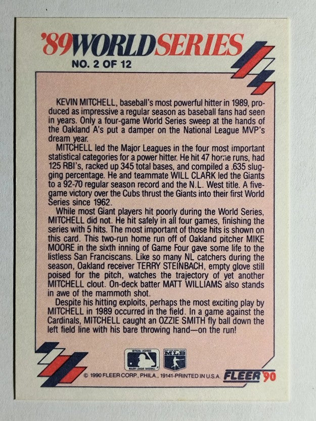 1990 Fleer World Series #2 Kevin Mitchell