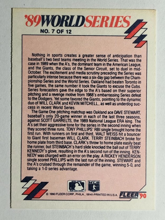 1990 Fleer World Series #7 Terry Steinbach