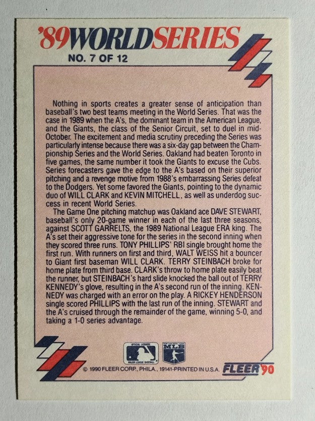 1990 Fleer World Series #7 Terry Steinbach