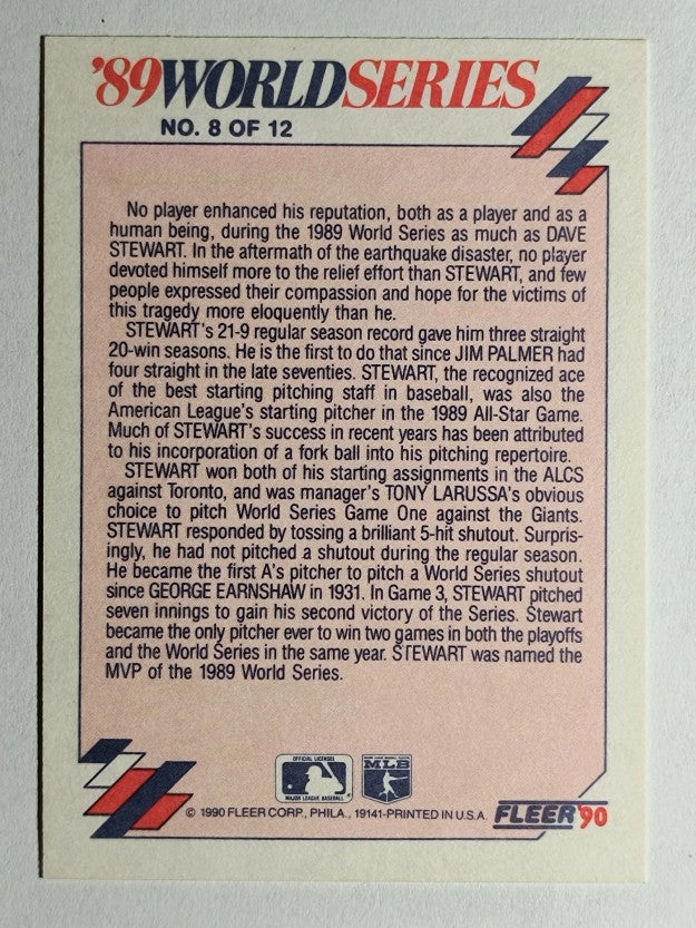 1990 Fleer World Series #8 Dave Stewart