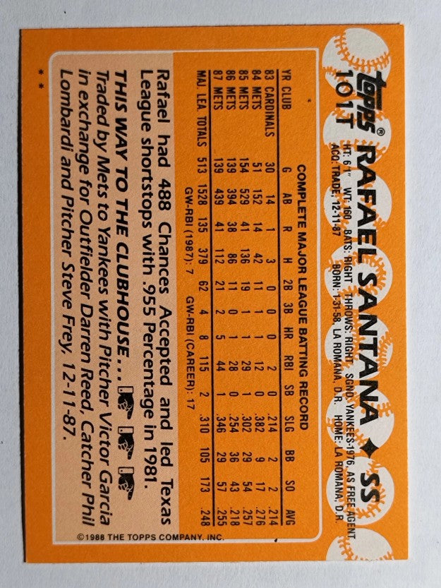 1988 Topps Traded #101T Rafael Santana