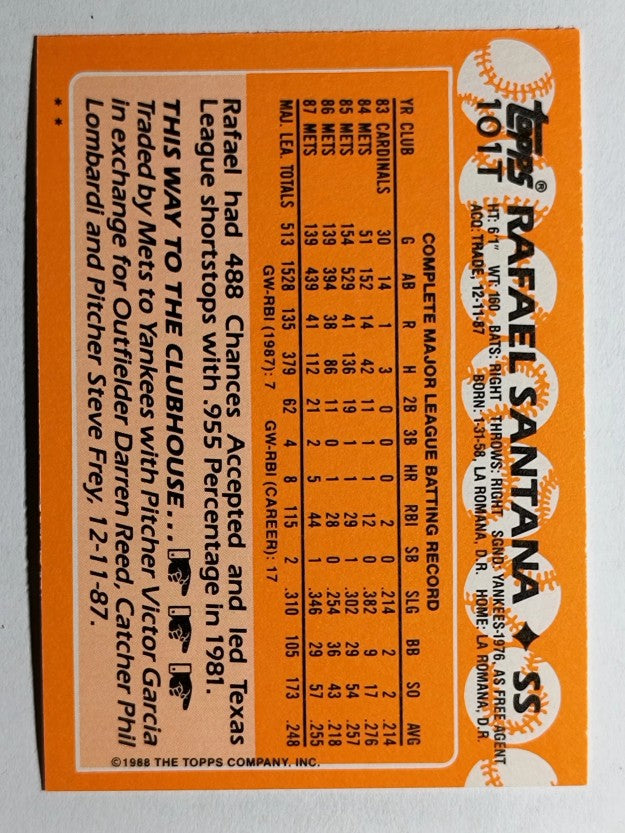 1988 Topps Traded #101T Rafael Santana