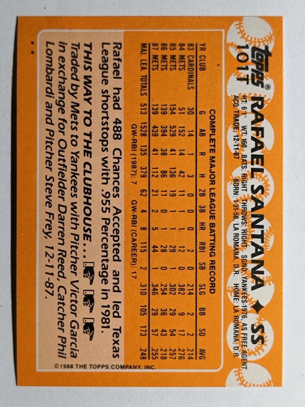 1988 Topps Traded #101T Rafael Santana