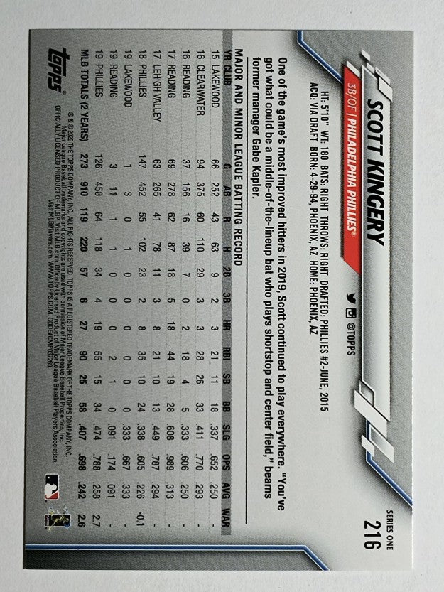 2020 Topps #216 Scott Kingery